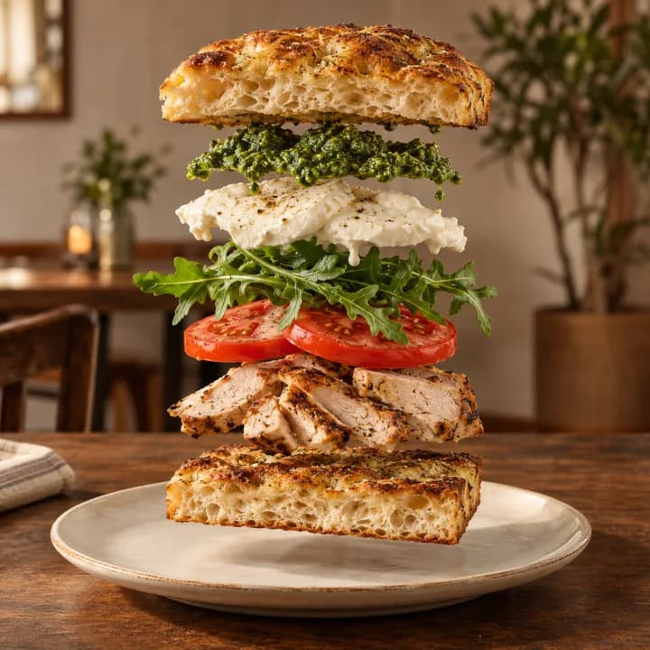 Visualización promocional creativa de ingredientes de hamburguesa